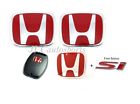 12-14 Honda-fr-red Honda 4pcs Front Rear Steeriing Wheel Red H Emblem Key For Civic 2dr