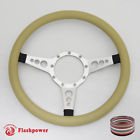 121024-h22 Flashpower Satin Billet Steering Wheels Tan Half Wrap 840529125835