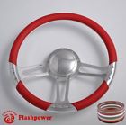 121060-fh2 Flashpower Satin Billet Steering Wheel Red Wrap Firebird 840529131263
