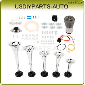 Usd108119s01 130db Silver Plastic 5 Trumpets Dixie Musical Air Horn For Truck Car Motorcycle