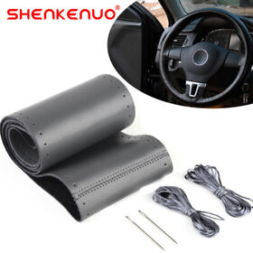 15inch Diy Steering Wheel Cover Genuine Leather For Toyota Rav4 2013 2014 2015-2019