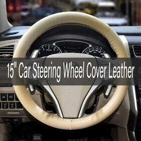 My-200602be 15inch Steering Wheel Cover Genuine Leather For Ford F150 F250 F350 Super Duty