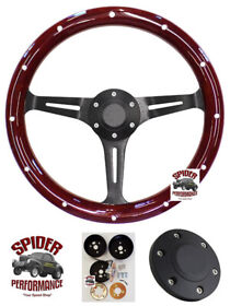 Sp401bkdwa 1965-1966 Ford Pickup Steering Wheel 14inch Dark Mahogany Wood Black Spoke