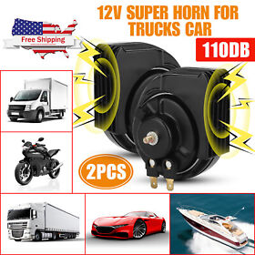 2pcs 12v Super Train Horn Universal For Vehicle Trucks Suv Car Boat Motorcycle Us