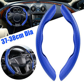 2x Car Steering Wheel Non-slip Cover Carbon Fiber Texture For Universal 37-38cm