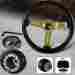 3-sw-111-4853-349050 3-spok Hdc Autosports Jdm 345mm 6 Hole Black Wood Grain Gold Steering Wheel For Civic Crx Hub