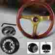 3-sw-111-4652-335080 3-spoke Hdc Autosports 345mm 6 Hole Classic Wood Grain Gold Steering Wheel For Nissan Adapter