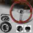 3-sw-111-4652-a1 3-spoke Hdc Autosports 345mm 6 Hole Classic Wood Grain Chrome Steering Wheel For Mustang Hub