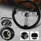 3-sw-111-4653-361010 3-spoke Hdc Autosports 345mm 6 Hole Black Wood Grain Chrome Steering Wheel For Mitsubishi Hub