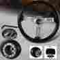 3-sw-111-4653-a3 3-spoke Hdc Autosports Jdm 345mm 6 Hole Black Wood Grain Chrome Steering Wheel For Subaru Hub