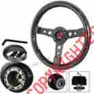 3-sw-w11cf-35bk-349030 Hdc Autosports For Honda Acura 6 Bolt Fake Carbon Fiber Wood Black Spoke Steering Wheel Hub