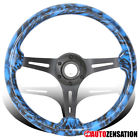 332-1432bk-lsdkl Autozensation Universal Ocean Blue Cranium Black Spokes Wooden Dish Steering
