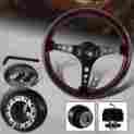 3-sw-111-4501-377150 345mm Hdc Autosports Jdm 6 Hole Classic Dark Wood Grain Deep Dish Steering Wheel For Toyota Hub
