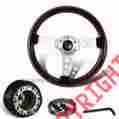 3-sw-111-4502-349110 345mm Dtm Deep Dish Dark Wood Grain Style Jdm Steering Wheel Hub For Del Sol Civic