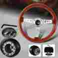 3-sw-111-4504-349030 345mm Hdc Autosports Jdm 6 Hole Classic Wood Grain Deep Dish Steering Wheel For Honda Hub