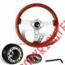 3-sw-111-4504-357020 345mm Dtm 6 Hole Deep Dish Classic Wood Grain Style Steering Wheel Hub For Mazda