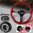 3-sw-111-4507-335080 345mm Racing Gear For Nissan Jdm 6 Hole Red Wood Grain Style Deep Dish Steering Wheel Hub
