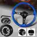 3-sw-111-4508-335080 345mm Hdc Autosports 6 Hole Blue Wood Grain Style Deep Dish Steering Wheel For Nissan Hub
