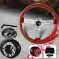 3-sw-111-4604-349030 345mm Hdc Autosports 6 Hole Classic Wood Grain Deep Dish Steering Wheel Acura Honda Hub Combo