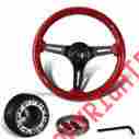 3-sw-111-4607-349110 345mm Dtm Jdm Deep Dish Red Wood Grain Style Steering Wheel Hub For Del Sol Integra
