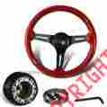 3-sw-111-4607-357020 345mm Dtm 6 Hole Jdm Deep Dish Red Wood Grain Style Steering Wheel Hub For Mazda