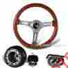 3-sw-111-4652-349110 345mm Hk5 Motors For Acura Honda 6 Hole Classic Wood Grain Deep Dish Steering Wheel Hub
