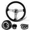 3-sw-111-4653-357020 345mm Racing Gear For Mazda 6 Hole Black Wood Grain Deep Dish Steering Wheel Hub Adapter