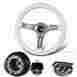 3-sw-111-4654-349140 345mm Racing Gear For Honda 6 Hole Bolt White Wood Grain Deep Dish Steering Wheel Hub Kit