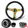 3-sw-111-4851-349110 345mm Hk5 Motors For Acura Honda 6 Hole Dark Wood Grain Deep Dish Steering Wheel Hub Kit