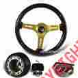 3-sw-111-4851-349140 345mm Racing Gear For Honda 6 Hole Bolt Dark Wood Grain Deep Dish Steering Wheel Hub Kit