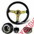 3-sw-111-4853-349110 345mm Hk5 Motors For Acura Honda Jdm 6 Hole Black Wood Grain Deep Dish Steering Wheel Hub