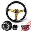 3-sw-111-4853-349140 345mm Hk5 Motors For Honda 6 Hole Bolt Black Wood Grain Deep Dish Steering Wheel Hub Kit