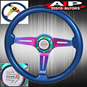 345mm Drift Luxury Vip R Horn Steering Wheel Blue Neo-chrome