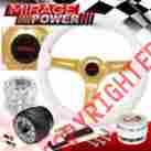 345mm Wheelcombo-4499-229-r1 Miragepower2008 For 95-11 Accent White Gold Steering Wheel Quick Release Hub Extend Chrome