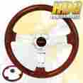 111-5110-390-i1 350mm Hdg Performance Universal Classic Wood Steering Wheel Chrome Center Spoke Jdm Sport Button