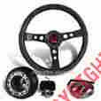 3-sw-w11cf-35bk-349110 350mm Racing Gear For Civic Crx Del Sol 6 Lug Painted Carbon Fiber Wood Steering Wheel Hub