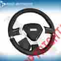 Fz-sw-94163350-bkl 350mm Free-motor802 Evo Style Racing Steering Wheel Real Black Leather With Horn Universal Fit