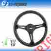 Fz-sw-wg024bkbk 350mm Free-motor802 Universal Wood Grain Sport 6 Hole Black Steering Wheel With Jdm Logo