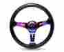 Nrg-st-055bk-mc 350mm Nrg Innovations Classic Black Wood Grain Wheel 3 Deep Spoke Center In Neochrome St-055bk-mc