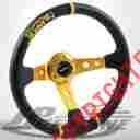 Sw-111-4204-a 350mm 011-gs-a B-tune Jdm Deep Dish 6 Bolts Steering Wheel 3 Gold Ring W Gs Horn Universal