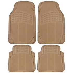 651806bg 4x Universal Heavy Duty Weather Trimmable Pvc Rubber Beige Car Floor Carpet Mats