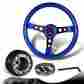 3-sw-w11bl-35bk-349030 6-hole Dtm 350mm Jdm Blue Wood Grain Steering Wheel Hub For Honda Civic Accord Crx