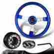 3-sw-w11bl-35sl-349140 6-holed Dtm 350mm Blue Wood Grain Steering Wheel Silver Spokes Hub For Honda Accord