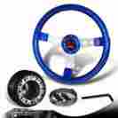 3-sw-w11bl-35sl-a3 6-holed Dtm 350mm Jdm Blue Wood Grain Steering Wheel Hub For Subaru Impreza Legacy