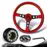 3-sw-w11rd-35bk-349140 6-holed Dtm 350mm Jdm Red Wood Grain Steering Wheel Black Spoke Hub For Honda Accord