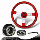 3-sw-w11rd-35sl-349050 6-holed Dtm 350mm Jdm Red Wood Grip Steering Wheel Silver Spokes Hub For Honda Acur