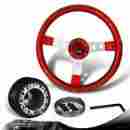 3-sw-w11rd-35sl-361010 6-holed Dtm 350mm Jdm Red Wood Grain Steering Wheel Silver Spokes Hub For Mitsubishi
