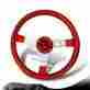 3-sw-w11rd-35sl 6-holed Dtm Jdm Style 350mm Red Wood Grip Steering Wheel W Silver Spokes Universal
