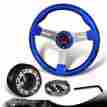 3-sw-w12bl-35ch-349110 6-holed Dtm 350mm Jdm Blue Wood Grip Steering Wheel Hub For Honda Acura