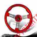 3-sw-w12rd-35ch 6-holed Dtm Jdm Style 350mm Red Wood Grip Steering Wheel W Chrome Spokes Universal